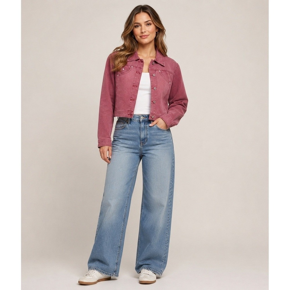 Sundance Denim Jacket Womens Small Pink Cotton Pockets Coquette Soft Girl